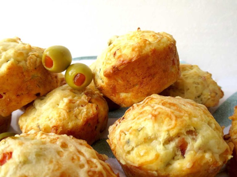 SAVOURY MUFFINS WITH HAM, CHEESE AND GREEN OLIVES - What Sarah Bakes