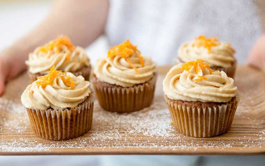 CARROT CAKE CUPCAKES WITH BROWN SUGAR CREAM CHEESE FROSTING