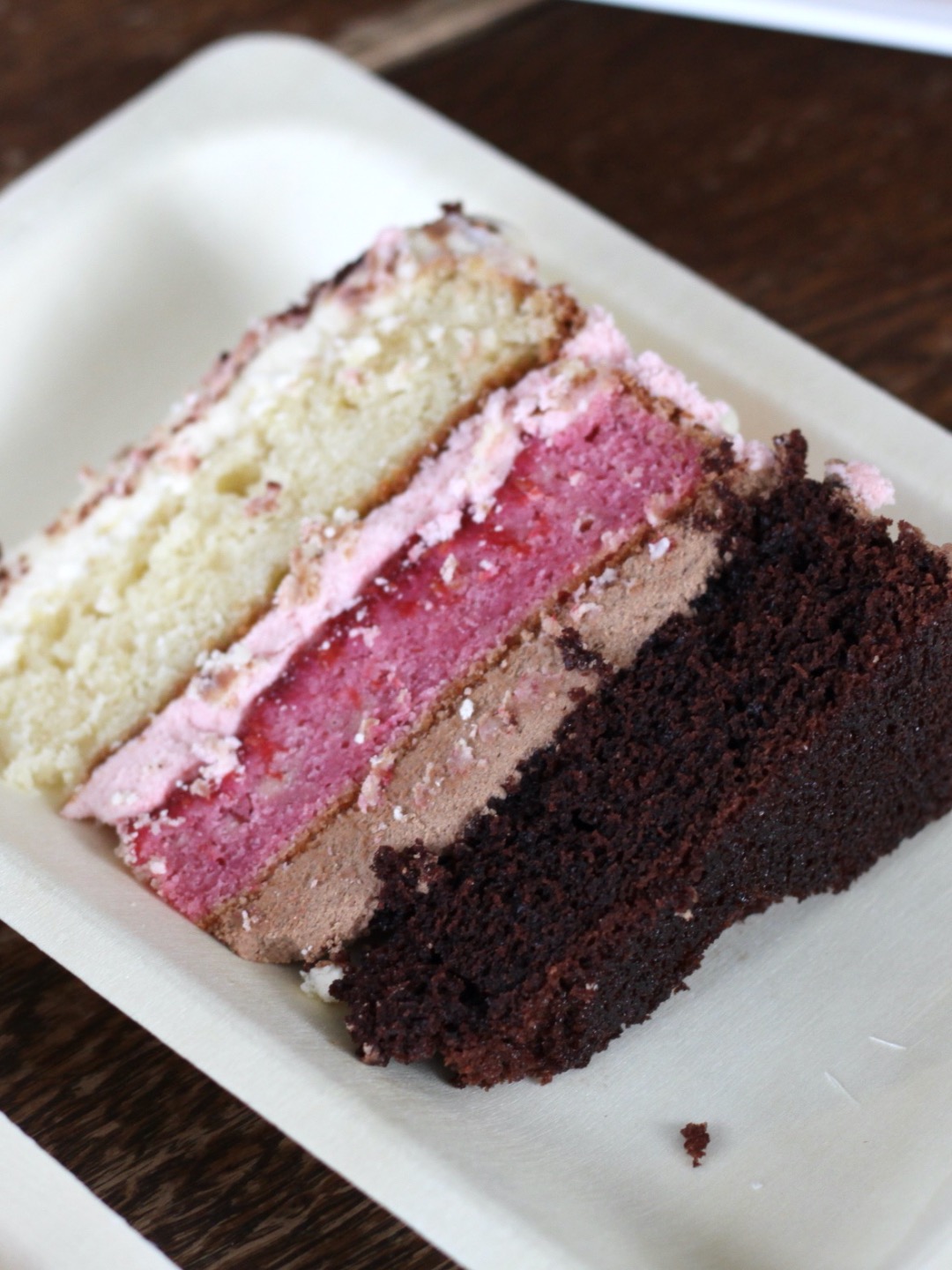 neapolitan layer cake cut