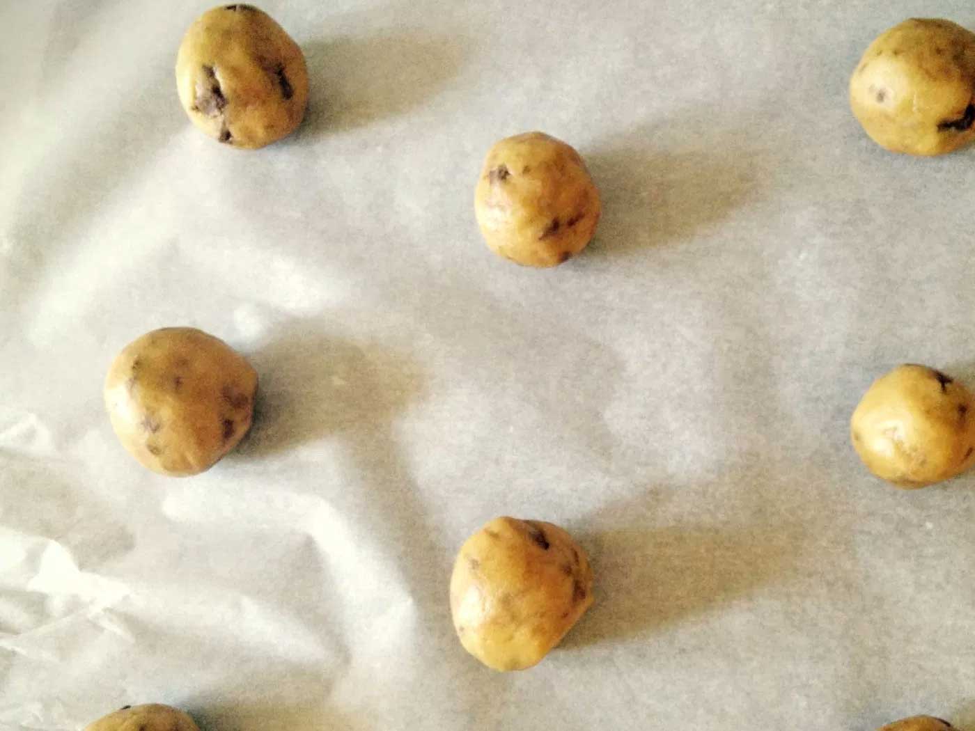 Unbaked, rolled cookie dough ready for baking.