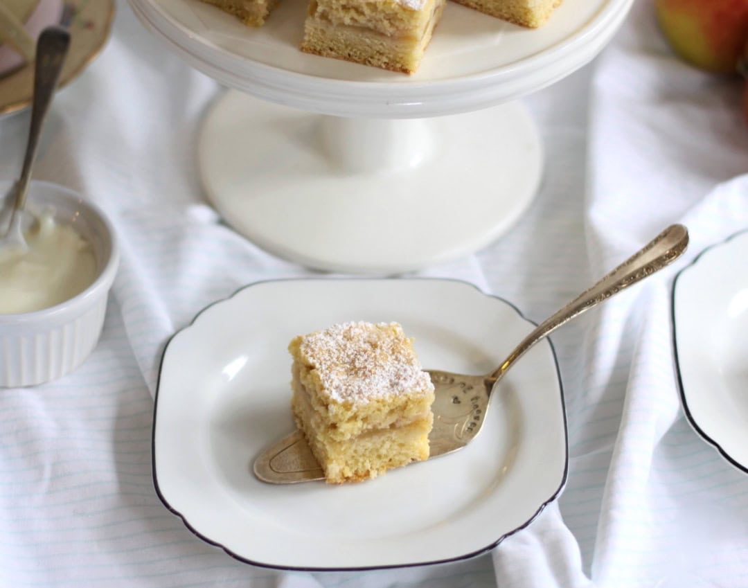 Delicious piece of apple shortcake on a plate ready to eat.