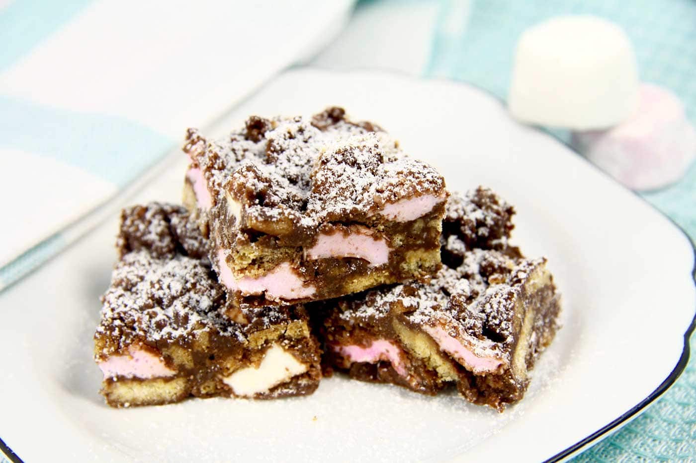 Rocky road served on a plate
