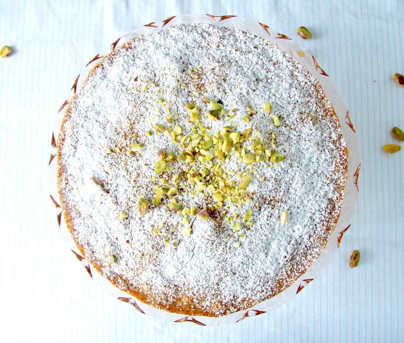 Top view of Pistachio cake