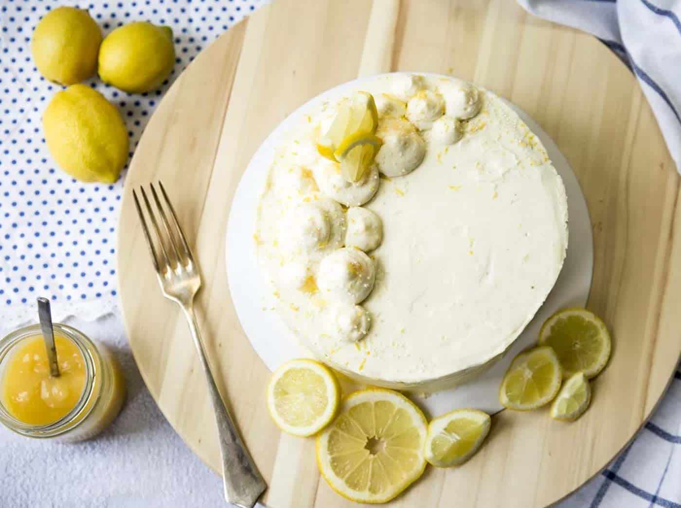 Top view of lemon cake