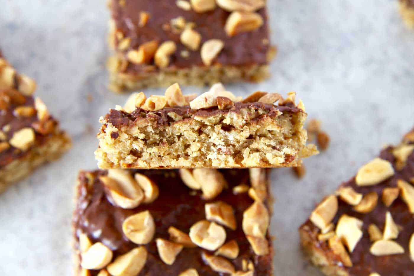 Side view of peanut butter bars