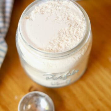 A jar filled with cake flour.