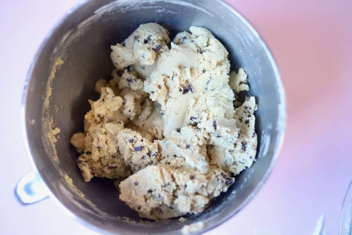 Perfectly mixture cookie dough, ready for rolling into balls.